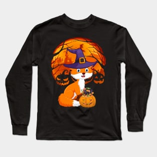 Fox pumpkin witch Long Sleeve T-Shirt